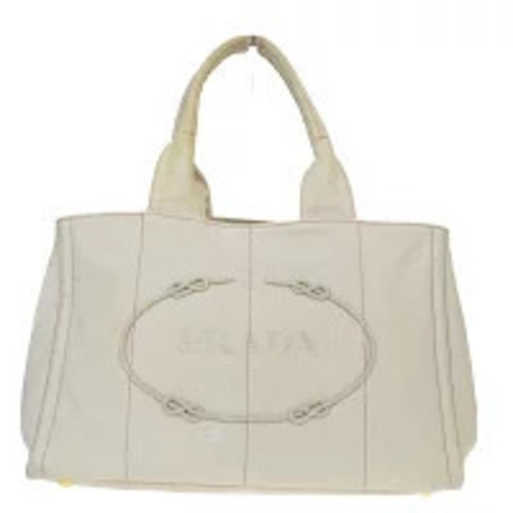 Prada Canapa Canvas Tote Bag Ivory White
